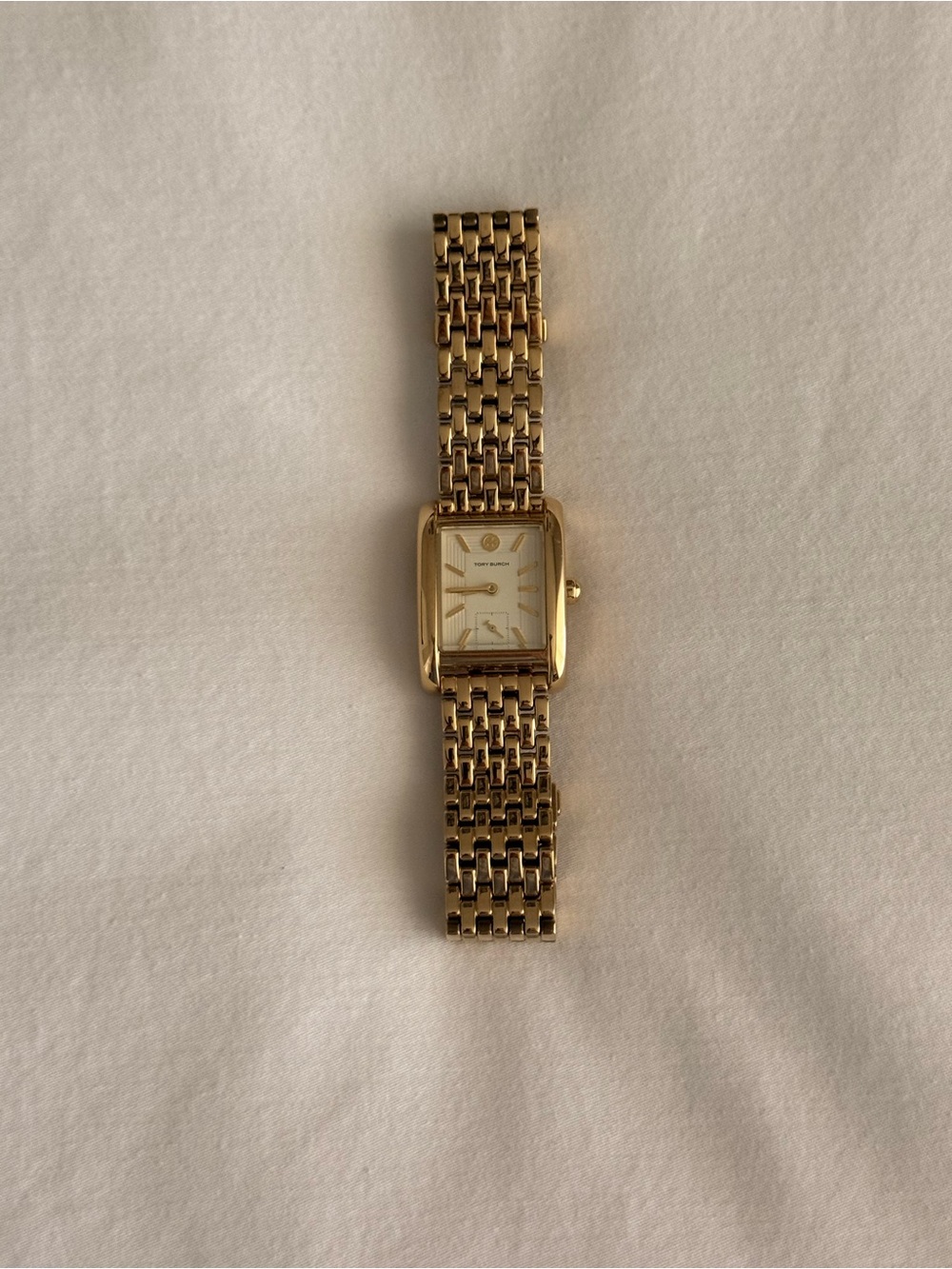 Tory Burch Gold Tone Rectangular Link Bracelet Watch - Women